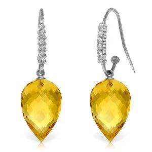 Black diamond earrings-19.18 Carat 14K Solid White Gold Seeing Through You Citrine Diamond Earrings