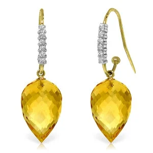 Engraved promise earrings-19.18 Carat 14K Solid Yellow Gold Finesse Citrine Diamond Earrings