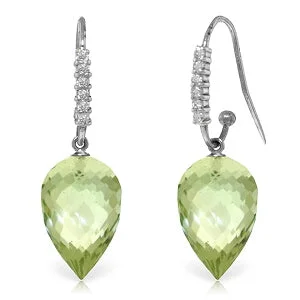 Sunburst design earrings-19.19 Carat 14K Solid White Gold You Lift Me Up Green Amethyst Diamond Earrings