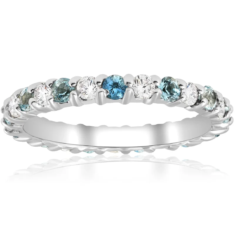 Celtic knot ring-1ct Diamond & Aquamarine Eternity Ring Common Prong White Gold Stackable