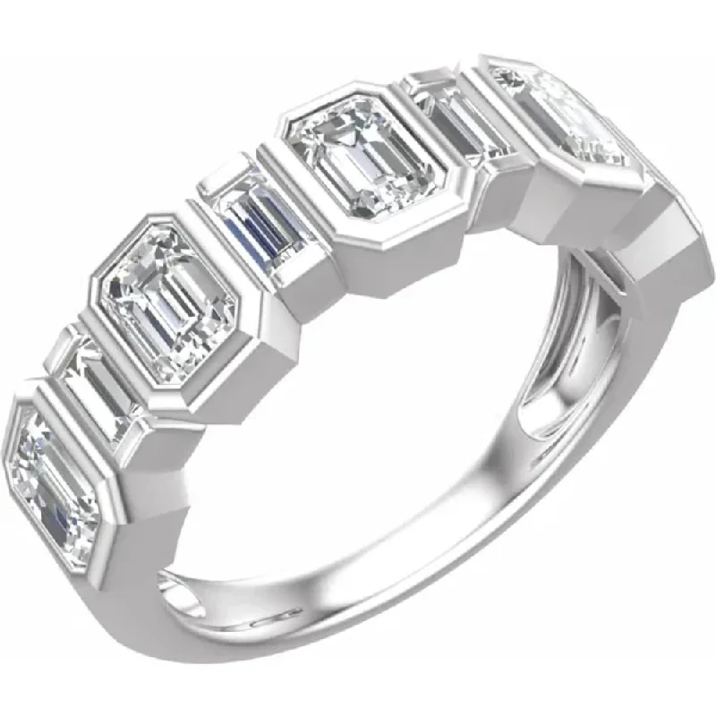 Sterling silver promise ring-2.00Ct Emerald Cut Wedding Ring Anniversary Band Gold Lab Grown