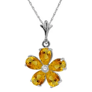 Aquamarine drop necklace-2.22 Carat 14K Solid White Gold Necklace Natural Citrine Diamond