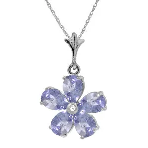 Infinity love necklace-2.22 Carat 14K Solid White Gold Necklace Natural Tanzanite Diamond