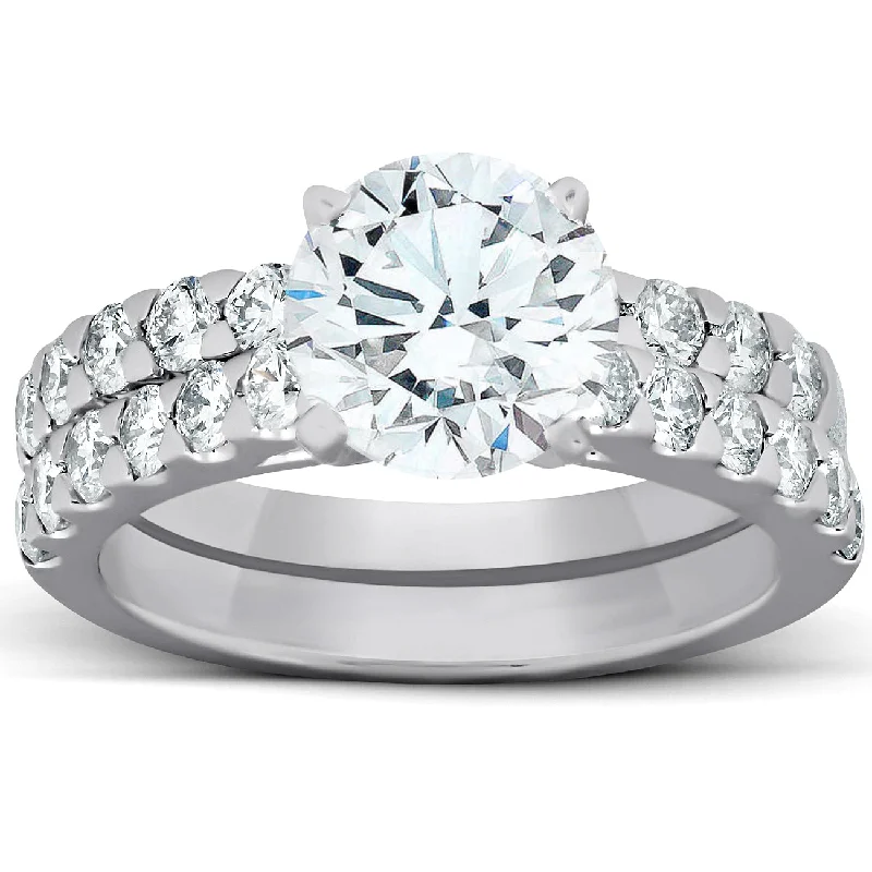 Hexagonal gem ring-2.27Ct Diamond Engagement Matching Wedding Ring Set 14k White Gold Lab Grown