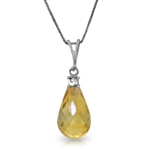 Wire wrapped necklace-2.3 Carat 14K Solid White Gold As Usual Citrine Diamond Necklace