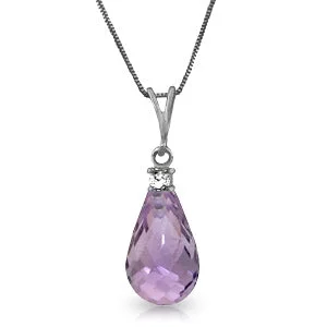 Multi-stone necklace-2.3 Carat 14K Solid White Gold Part No Longer Amethyst Diamond Necklace