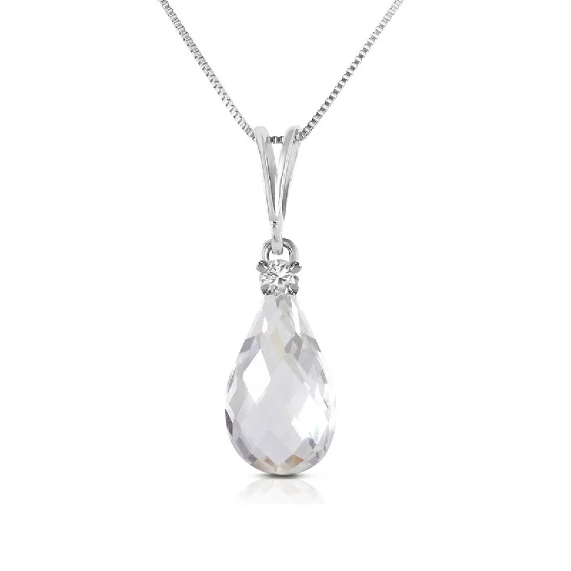 Rainbow gem necklace-2.3 Carat 14K Solid White Gold These Skies White Topaz Diamond Necklace