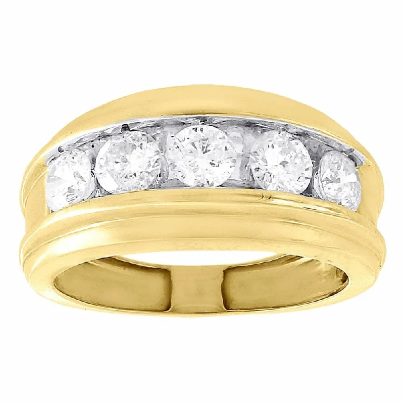 Open adjustable ring-2 Ct Mens Diamond Wedding Ring Yellow Gold