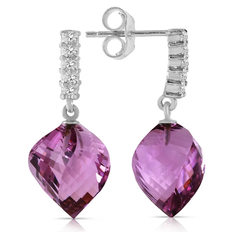 Double stud earrings-21.65 Carat 14K Solid White Gold Radiance In Your Eyes Amethyst Diamond Earrings