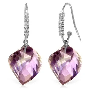 Wave pattern earrings-21.68 Carat 14K Solid White Gold Continue To Amethystaze Amethyst Diamond Earrings