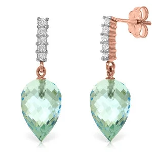 Aquamarine stud earrings-22.65 Carat 14K Solid Rose Gold Diamond Pointy Blue Topaz Earrings