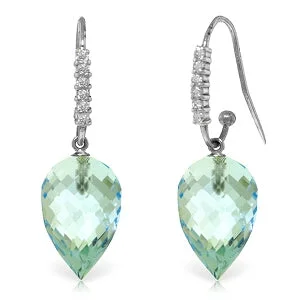 Bold zircon earrings-22.68 Carat 14K Solid White Gold Sing Your Praise Blue Topaz Diamond Earrings