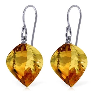 Serpent design earrings-23.5 Carat 14K Solid White Gold Fields Of Barley Citrine Earrings