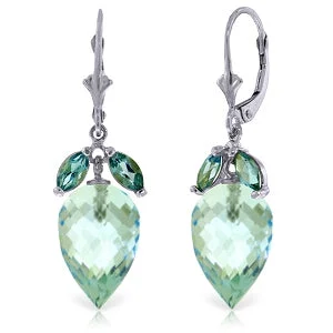 Turquoise stone earrings-23.5 Carat 14K Solid White Gold Love At The Beach Blue Topaz Earrings