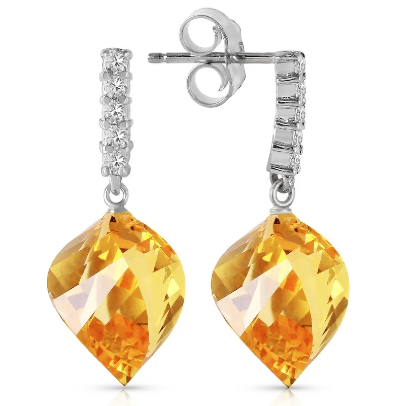 Crystal chandelier earrings-23.65 Carat 14K Solid White Gold Participation Citrine Diamond Earrings