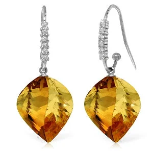 Twisted hoop earrings-23.68 Carat 14K Solid White Gold Loving Vicariously Citrine Diamond Earrings