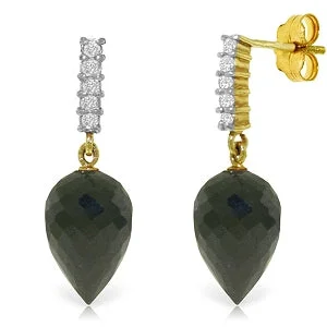 Opal gem earrings-24.65 Carat 14K Solid Yellow Gold Earrings Diamond Black Spinel