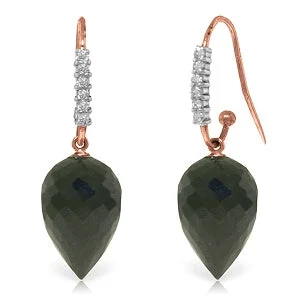 Dotted pattern earrings-24.68 Carat 14K Solid Rose Gold Diamond Pointy Black Spinel Earrings