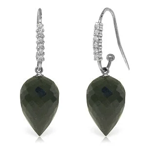 Cluster emerald earrings-24.68 Carat 14K Solid White Gold Seek To Capture Black Spinel Diamond Earrings