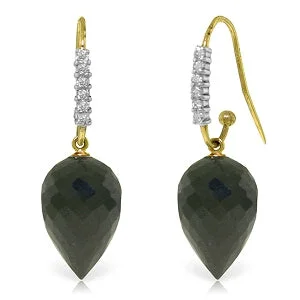 Ocean wave earrings-24.68 Carat 14K Solid Yellow Gold Finesse Black Spinel Diamond Earrings