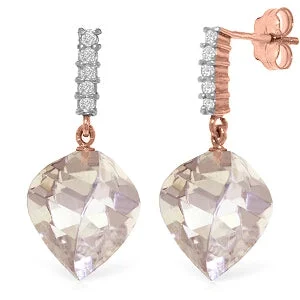 Bohemian feather earrings-25.75 Carat 14K Solid Rose Gold Diamond Spiral White Topaz Earrings