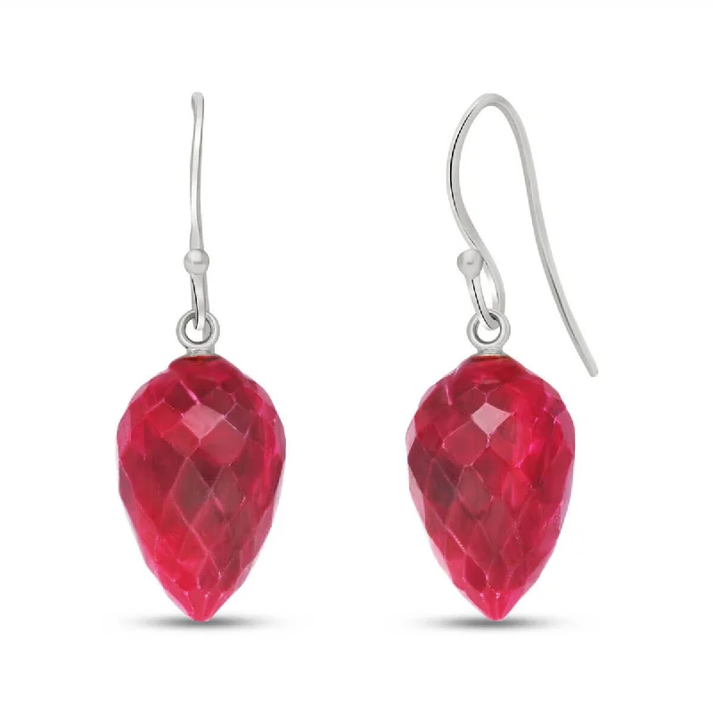 Statement chunky earrings-26.1 Carat 14K Solid White Gold Plummet Ruby Earrings