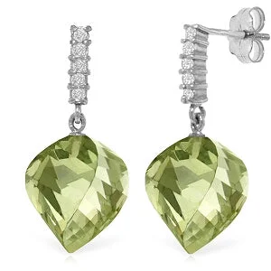 Infinity design earrings-26.15 Carat 14K Solid White Gold No Hallucinations Green Amethyst Earrings