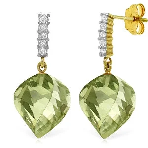 Long tassel earrings-26.15 Carat 14K Solid Yellow Gold Strong Character Green Amethyst Earrings