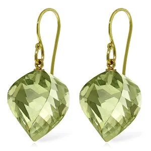 Cluster emerald earrings-26 Carat 14K Solid Yellow Gold Ella Green Amethyst Earrings