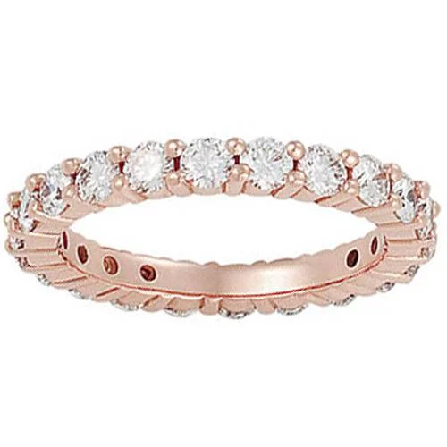 Hammered silver ring-2ct Diamond Eternity Ring 14K Rose Gold