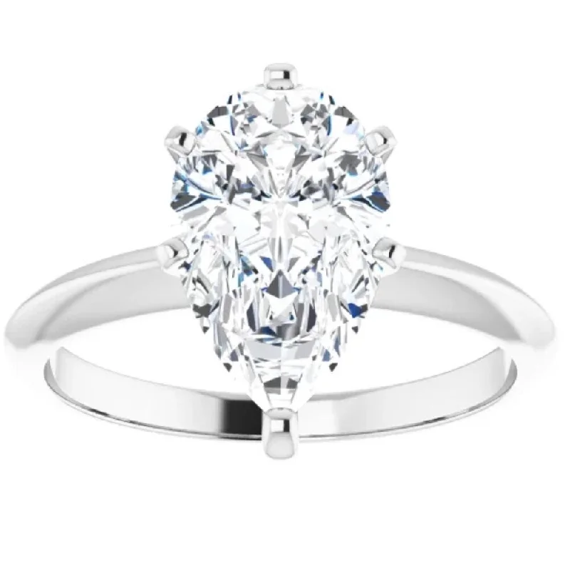 Chevron pattern ring-2Ct Pear Moissanite Solitaire Engagement Ring 14k White Gold