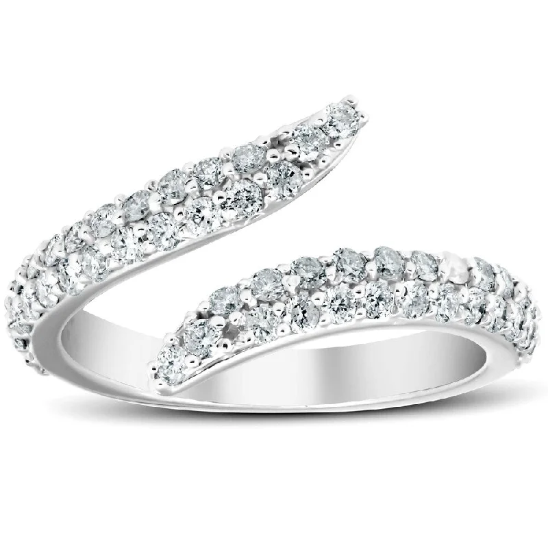 Braided gold ring-3/4 Ct Diamond Ring Womens Fashion Cocktail Bypass Band 14k White Gold