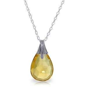 Statement chunky necklace-3 Carat 14K Solid White Gold Across The Sun Citrine Necklace