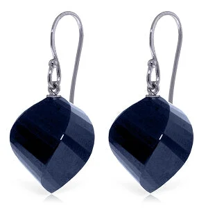 Double stud earrings-30.5 Carat 14K Solid White Gold I Beseech You Sapphire Earrings