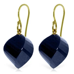 Statement chunky earrings-30.5 Carat 14K Solid Yellow Gold Ella Sapphire Earrings