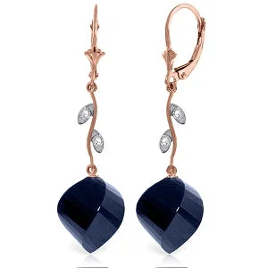 Infinity design earrings-30.52 Carat 14K Solid Rose Gold Diamond Spiral Sapphire Earrings