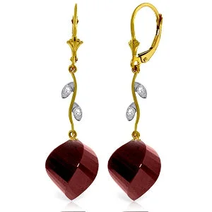 Pearl cluster earrings-30.52 Carat 14K Solid Yellow Gold Diamond Spiral Ruby Earrings