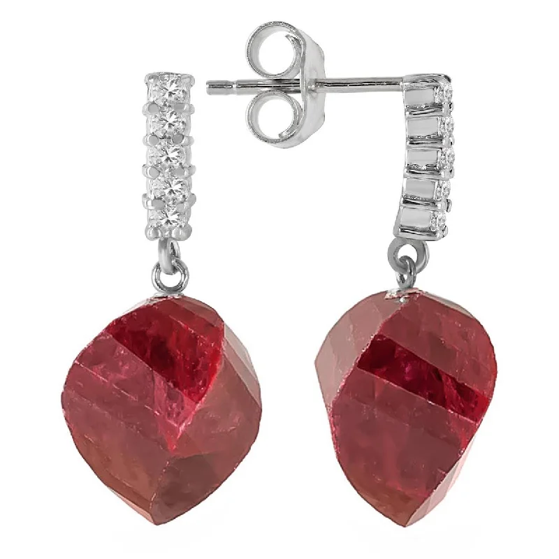 Oxidized silver earrings-30.65 Carat 14K Solid White Gold Earrings Diamond Ruby