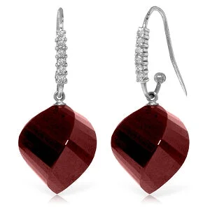 Engraved monogram earrings-30.68 Carat 14K Solid White Gold Demonstrations Of Affection Ruby Diamond Earrings