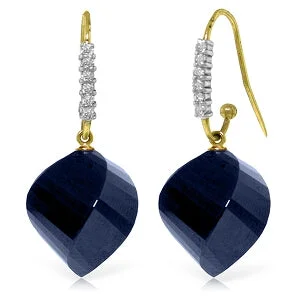 Star-shaped drop earrings-30.68 Carat 14K Solid Yellow Gold Romantica Sapphire Diamond Earrings