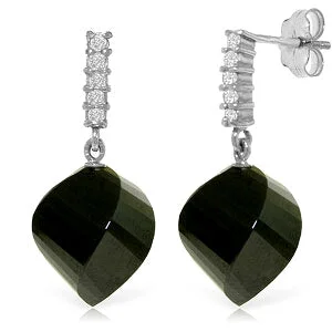 Pearl cluster earrings-31.15 Carat 14K Solid White Gold Still Night Black Spinel Diamond Earrings