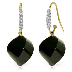 Matte finish earrings-31.18 Carat 14K Solid Yellow Gold Romantica Black Spinel Diamond Earrings