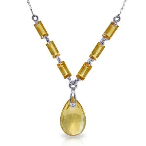 Sapphire teardrop necklace-4.35 Carat 14K Solid White Gold Cross The Bridge Citrine Necklace