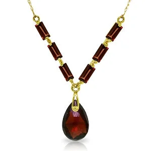 Long tassel necklace-4.35 Carat 14K Solid Yellow Gold Belong To You Garnet Necklace