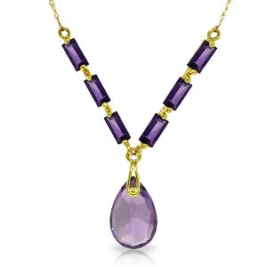 Gold chain necklace-4.35 Carat 14K Solid Yellow Gold This Is Love Amethyst Necklace