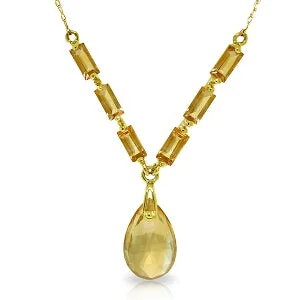 Amethyst pendant necklace-4.35 Carat 14K Solid Yellow Gold Time Stays Citrine Necklace