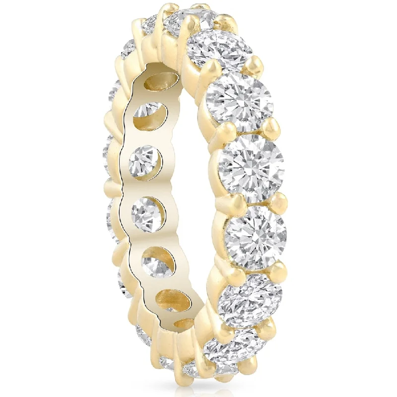 Cushion cut ring-4 Carat Diamond Eternity Ring Yellow Gold