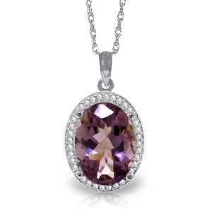 Engraved monogram necklace-5.28 Carat 14K Solid White Gold Together Again Amethyst Diamond Necklace