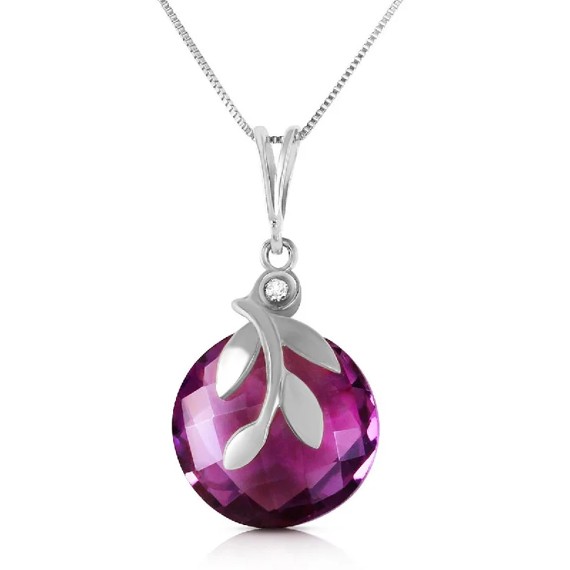 Gothic skull necklace-5.32 Carat 14K Solid White Gold Necklace Checkerboard Cut Purple Amethyst