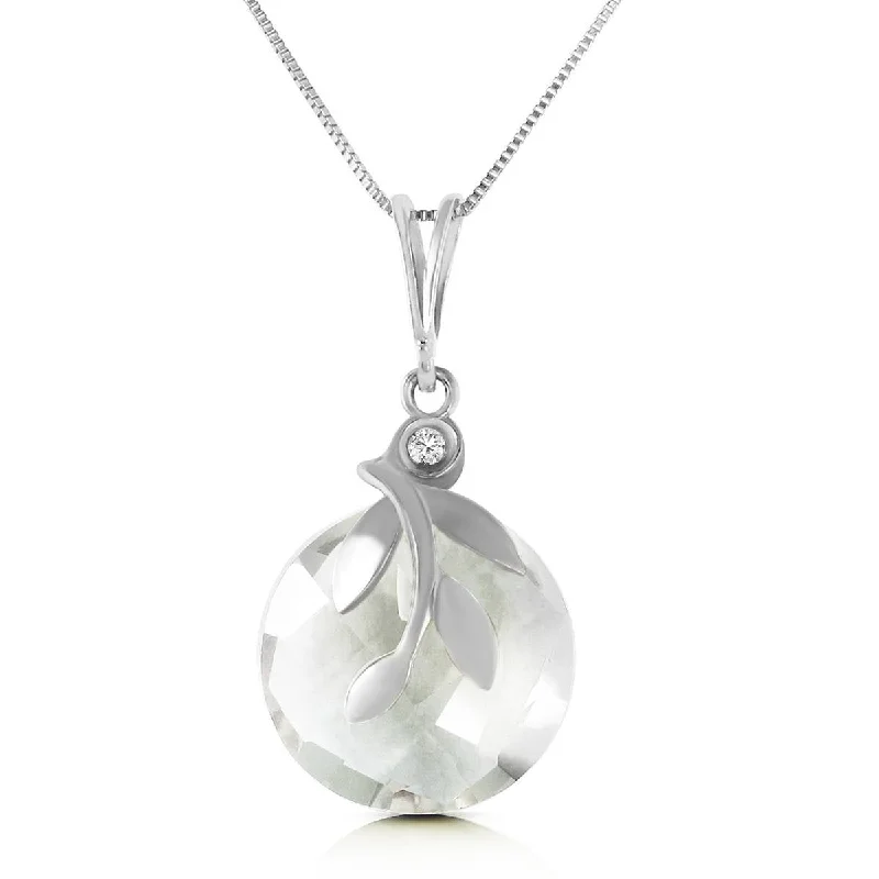 Wave pattern necklace-5.32 Carat 14K Solid White Gold Necklace Natural White Topaz Diamond